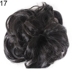 Women Hair Bun Extension Wavy Curly Messy Donut Chignons Wig Hairpiece - 17