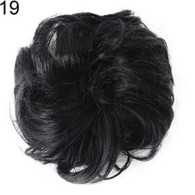 Women Hair Bun Extension Wavy Curly Messy Donut Chignons Wig Hairpiece - 19