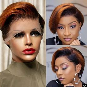 Women Dyed Lace Short Straight Synthetic Wig Hairpiece for Party - Dark