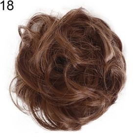 Women Hair Bun Extension Wavy Curly Messy Donut Chignons Wig Hairpiece - 18