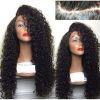 Wig Synthetic Fiber Lace Front Wig Kinky Curly L Part Heat Resistant Wigs with Cap Replacement Natural Black Wig For Women - Black