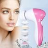 5 in 1 Electric Facial Cleansing Brush Exfoliater Deep Cleaning Face Massage Brush Skin Care Massage Spa 5 Heads - White