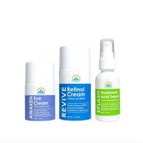 The Splash Set - Dry Skin Hydrating Skin Care Set | Natural Eye Cream;  Retinol Cream;  and Hyaluronic Acid Serum Skincare Gift Set - Single