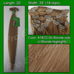 #18/22 Dark Blonde w/ Light Blonde Highlights - 20 inch - PRST-20-1822