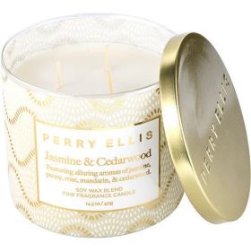 PERRY ELLIS JASMINE & CEDARWOOD by Perry Ellis SCENTED CANDLE 14.5 OZ - PERRY ELLIS JASMINE & CEDARWOOD