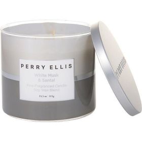 PERRY ELLIS WHITE MUSK & SANTAL by Perry Ellis SCENTED CANDLE 14.5 OZ - PERRY ELLIS WHITE MUSK & SANTAL