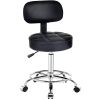 CoVibrant Well Cushioned Adjustable Rolling Stool with Wheels Back Foot Rest for Office Desk Home Kitchen Massage Medical Lab Salon Artist - black