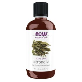 NOW Essential Oils, Citronella Oil, Steam Distilled, 100% Pure, Vegan, Child Resistant Cap, 4-Ounce - NOW