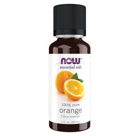 NOW Essential Oils, Orange Oil, Uplifting Aromatherapy Scent, Cold Pressed, 100% Pure, Vegan, Child Resistant Cap, 1-Ounce - NOW