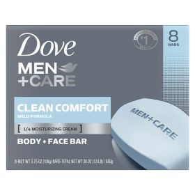 Dove Men+Care Body + Face Bar Mild Formula, Clean Comfort, 3.75 oz (8 Bars) - Dove