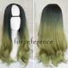 Green Black 65 cm U Shape 2 Tone Long Curly Hair Wig Synthetic Full Wig Cosplay Halloween Dress Up - Default