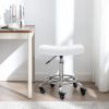 CoVibrant Wide Rolling Stool with Locking Wheels Footrest Adjustable Height Swivel for Salon Kitchen - White