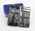Set of 18 Pieces Nail Clipper Set Stainless Steel Nail Tools Manicure & Pedicure Travel Grooming Kit with Hard Case - blue