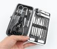 Set of 18 Pieces Nail Clipper Set Stainless Steel Nail Tools Manicure & Pedicure Travel Grooming Kit with Hard Case - black