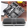 Set of 18 Pieces Nail Clipper Set Stainless Steel Nail Tools Manicure & Pedicure Travel Grooming Kit with Hard Case - black