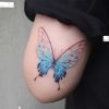 3 Sheets Flame Butterfly Temporary Tattoo Romantic Blue Butterfly Pattern Fake Tattoo Stickers - Default