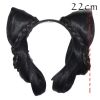 Women Wig Han Chinese Clothing Updo Headband Cat Ears Hair Bun Chinese Traditional Costume Accessory Black Hairpiece - Default