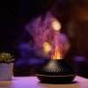 Newest RGB Flame Aroma Diffuser 130Ml 3d Colorful Flame Humidifier Fire Volcano Diffuser Flame - Black