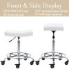 CoVibrant Wide Rolling Stool with Locking Wheels Footrest Adjustable Height Swivel for Salon Kitchen - White