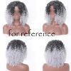 Black Grey Afro Hair Wig 2Tone Short Curly Fluffy Wigs with Bangs Synthetic Hair Full Wig,16 inch - Default