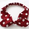 Crepe Wine Red Knotted Headband Vintage Polka Dot Bowknot Hair Ribbon Wide Hairband Hair Wrap - Default
