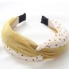 Wide Cross Headband Chiffon Polka Dot Hair Accessories Cloth Turban Headband for Women,Yellow Beige - Default