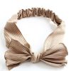 Khaki Simple Bowknot Stretch Hairband Solid Color Headband Out Wide Hair Ribbon Headwrap - Default