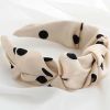 Simple Wide Beige Polka Dot Vintage Headband Women Ruffled Hairband Hair Accessories Headwear - Default