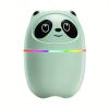 220ML USB Panda Mini Humidifier; 7 Colors LED Aromatherapy Essential Oil Diffuser Spray - Green