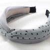 Wide Cross Headband Chiffon Polka Dot Hair Accessories Cloth Turban Headband for Women,Grey Blue - Default