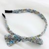 Womens Girls Lovely Sweet Blue Floral Bowknot Skinny Headband Cotton Hairband Hair Accessories - Default