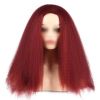 Afro Yaki Hair Straight Curly Wigs Wine Red Long Full Wig Fluffy Synthetic Hair Wigs for Daily Wear, 24inch - Default