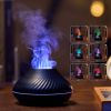 Newest RGB Flame Aroma Diffuser 130Ml 3d Colorful Flame Humidifier Fire Volcano Diffuser Flame - Black