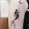 2 Sheets Hand Painted Mermaid Temporary Tattoo Sticker Flower Arm Fake Tattoo Thigh Waist Art Large Tattoo - Default