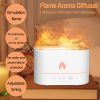 USB Simulation Flame Night Light with 250ML Water Tank Humidifier Aroma Diffuser Home Office Bedroom Car Atmosphere Desk Lamp - China - black