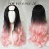 Pink Black 65 cm U Shape 2 Tone Long Curly Hair Wig Synthetic Full Wig Cosplay Halloween Dress Up - Default
