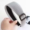 Grey Wide Headband Buckle Hairband Hair Accessories for Women - Default