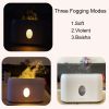 US Warehouse 200ml Flame Humidifier Flame Lights Aroma Diffusers 3D Flame Air Humidifier Ultrasonic Oil Diffuser - White