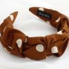 Simple Wide Brown Polka Dot Vintage Headband Women Ruffled Hairband Hair Accessories Headwear - Default