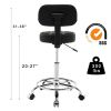 CoVibrant Well Cushioned Adjustable Rolling Stool with Wheels Back Foot Rest for Office Desk Home Kitchen Massage Medical Lab Salon Artist - black