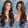 Women Fashion Long Wavy Curly Hair Cospaly Costume Full Wigs Hair Extension - Brown