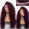 Wig Synthetic Fiber Lace Front Wig Kinky Curly L Part Heat Resistant Wigs with Cap Replacement Natural Black Wig For Women - Black