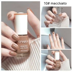 Nail Polish New Water-based Long-lasting Quick-drying Transparent (Option: 10 Macchiato Coffee-8ML)