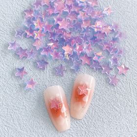 New Online Red Ice Transparent Colorful Five-pointed Star Nail Ornament Colorful And Fresh XINGX Diy Resin Nail Accessories (Option: 06 Purple)