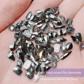 Nail Ornament Mixed 100 Aurora Diamond Phantom Shaped Diamon (Option: Bright Black)