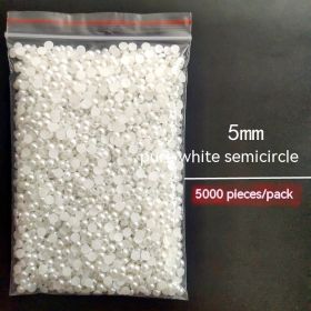 Manicure Flat Semicircle Pure White Rice White Pearl (Option: Style 6-Default)