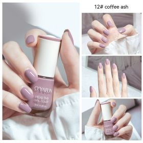 Nail Polish New Water-based Long-lasting Quick-drying Transparent (Option: 12 Coffee Gray-8ML)