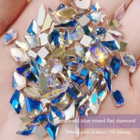 Nail Ornament Mixed 100 Aurora Diamond Phantom Shaped Diamon (Option: Transparent Blue)