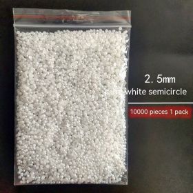 Manicure Flat Semicircle Pure White Rice White Pearl (Option: Style 3-Default)