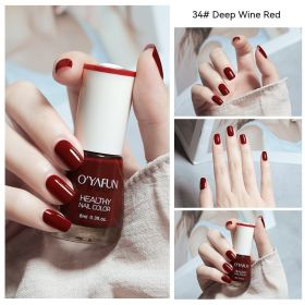 Nail Polish New Water-based Long-lasting Quick-drying Transparent (Option: 34 Deep Wine Red-8ML)